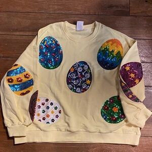 QUEEN OF SPARKLES Multicolor Sequin Egg Oversized Sweatshirt